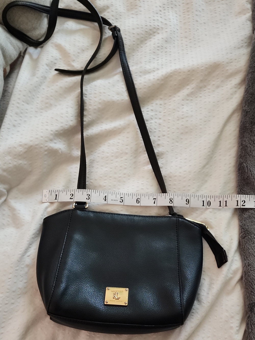 Ralph Lauren Black Crossbody Bag with Gold Plaque